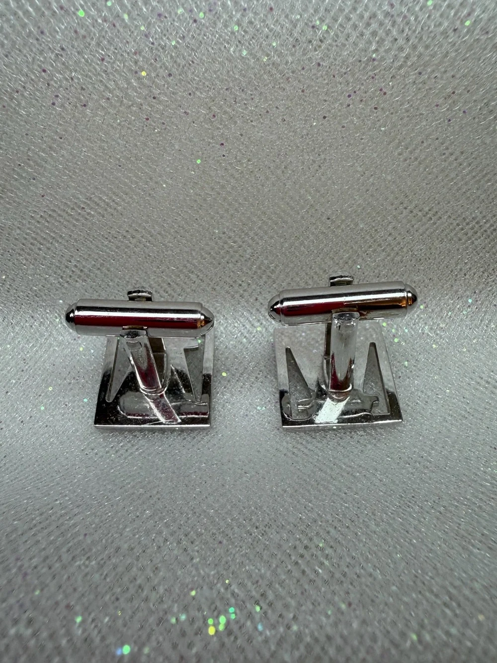 Crystal Square Silver Cufflinks for Men